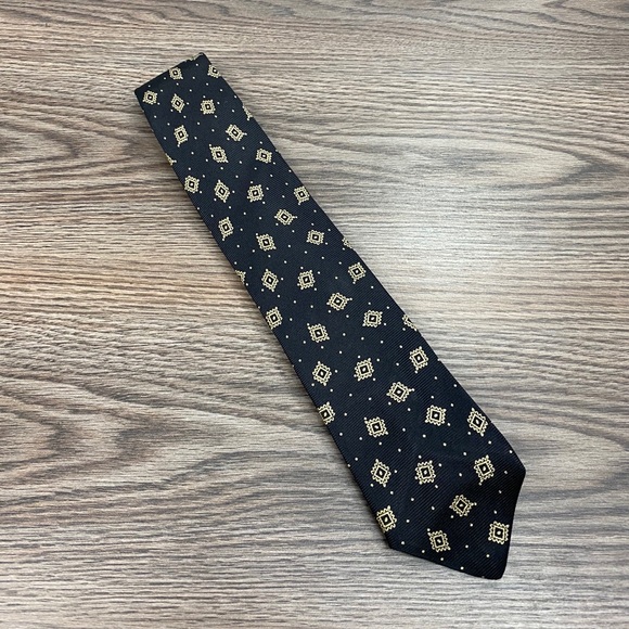 Polo Ralph Lauren Other - Polo Ralph Lauren Black w/ Gold Check Silk Tie